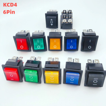 KCD4 Rocker Switch Power Switch 2 position/ 3 position 6 Pins Electrical equipment With Light Switch 16A 250VAC/ 20A 125VAC 1PCS