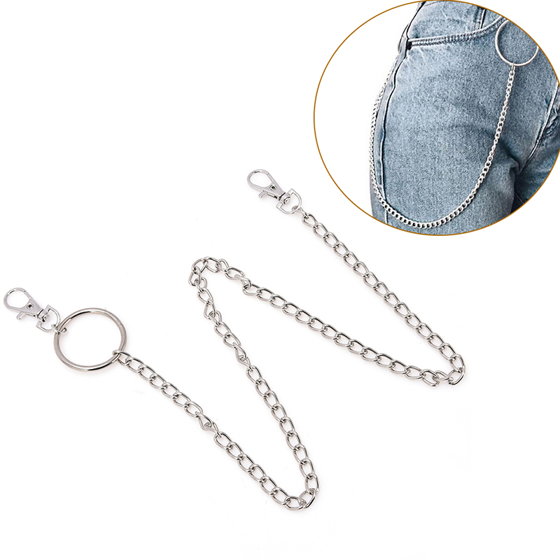 Belt Chain 1Layer/2Layer/3Layer Rock Punk Hook Trousers Pant Waist Link Metal Wallet Silver Color Chain Fashion Men Jewelry