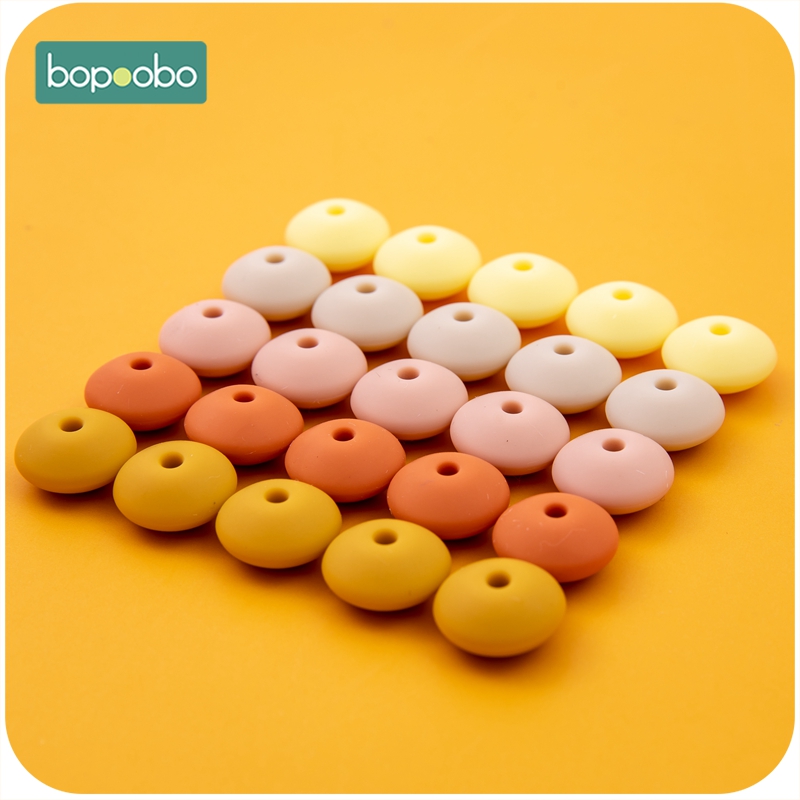Bopoobo 20pc Silicone Beads Abacus Lentils Baby Teether Sensory DIY Crafts 16mm Chewable Beads For Baby Teething Product