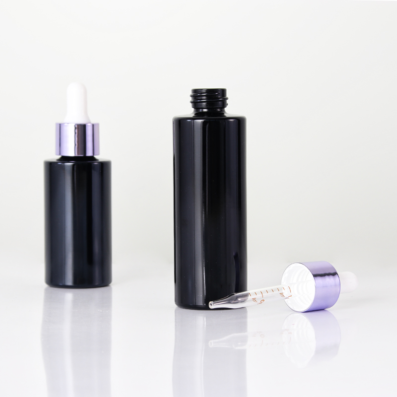 Opaque Black Glass Bottle With Purple Dropper 3 Jpg