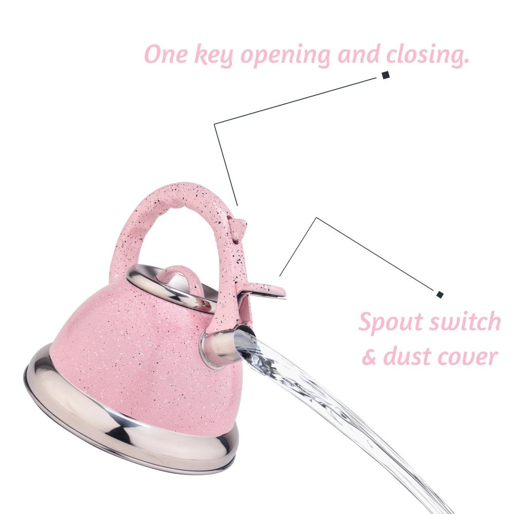 Pink Mirror Stainless Steel Whistling Water Kettle