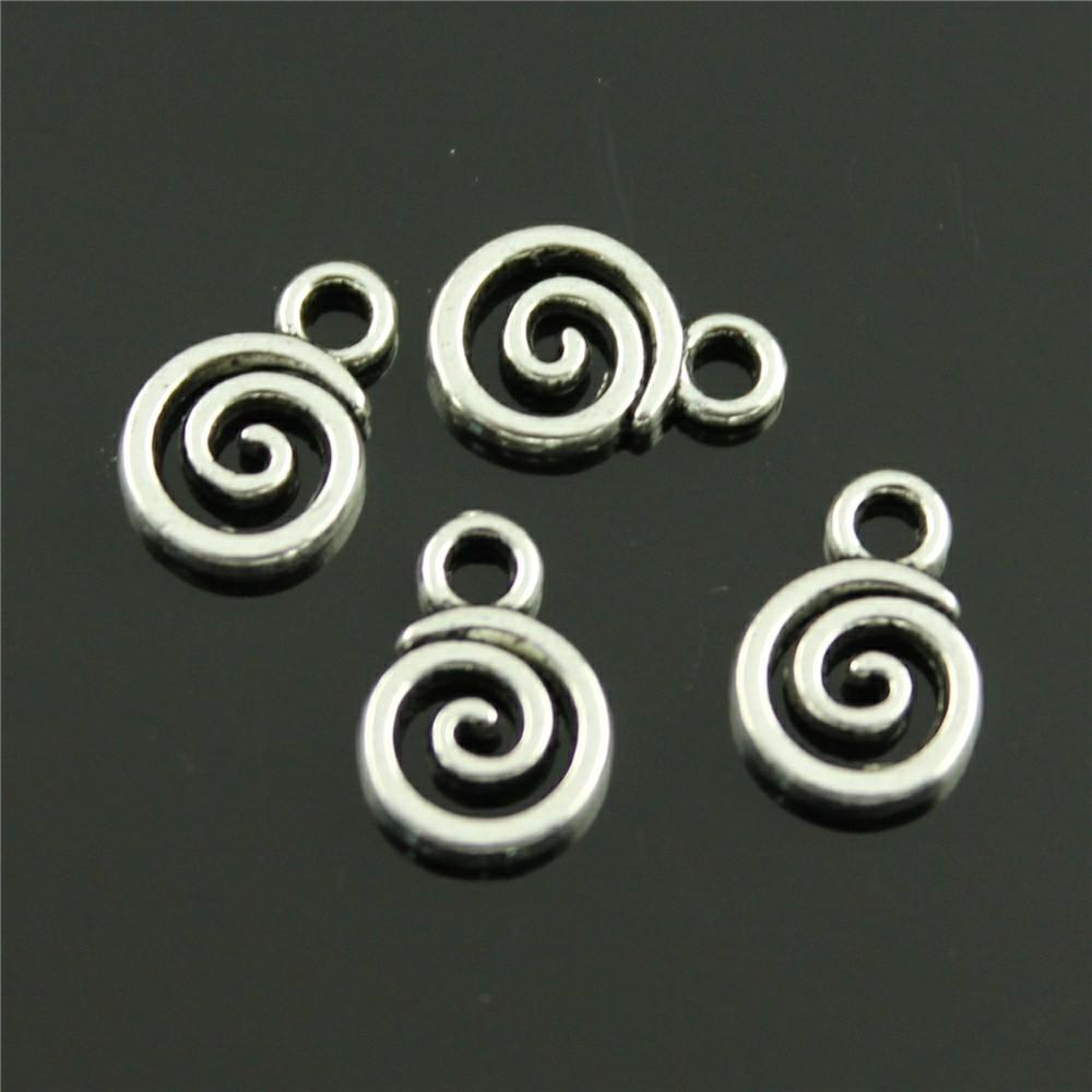 WYSIWYG 40pcs 11x8mm Swirl Charm Pendants For Jewelry Making Antique Silver Color Swirl Pendants Charm Swirl