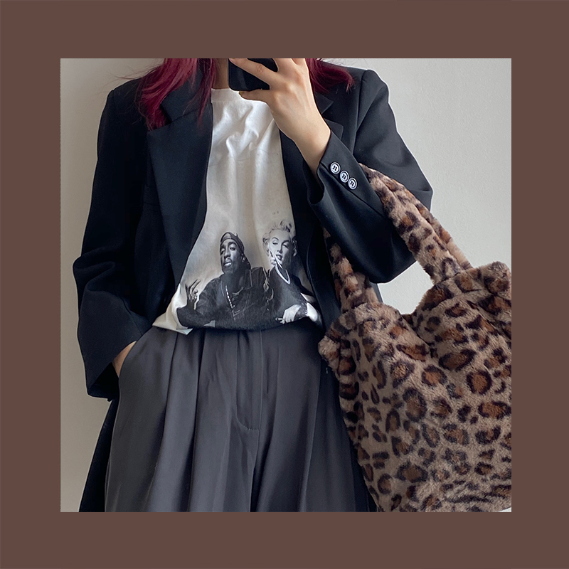Female Leopard Shoulder Bag Chain Large Plush Handbag Messenger Bag Soft Warm Fur Bag Winter New Arrival