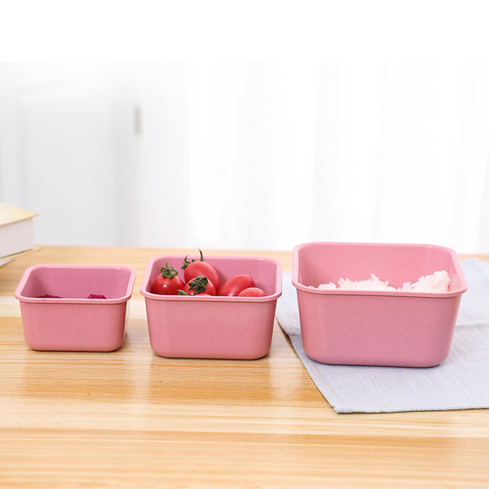 3 pcs/set Wheat Straw Food Storage Box Folding Lunch Bowl Food Storage Container Boxes Tableware Lunchbox Dinnerware Set