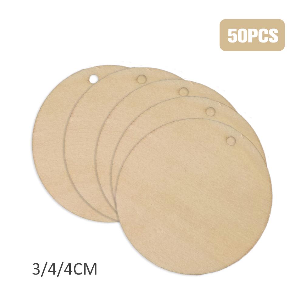 50pcs 3cm/4cm/5cm Unfished Blank Natural Shabby Chic Wood Circle Round Disks With 2 Hole Favor Tags Pendants DIY Crafts