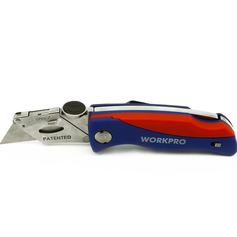 WORKPRO Folding Knife Electrician Utility Knife for Pipe Cable Cutter Knives with 5PC Blades in Handle
