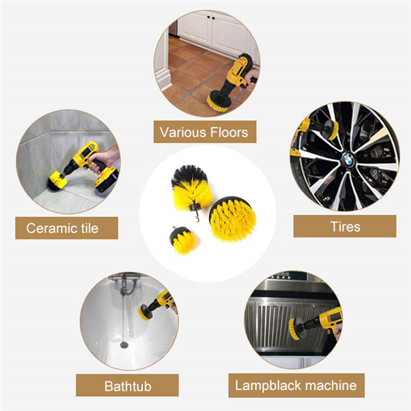 3pcs Power Scrubber Brush Set for Bathroom Drill Brushes Cordless Attachment Kit Power Toilet Brush Electric Cleaning Brush
