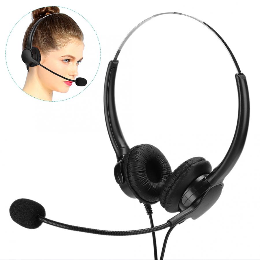 Home Office Headset Binaural Earphone with Microphone for Telephone Landline Phone Earphone with Microphone