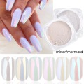 1 Box Pearl Nail Glitter Powder Neon Shimmer Mirror Mermaid Dipping White Purple Nail Chrome Pigment Dust Polish Decor GLB01-07