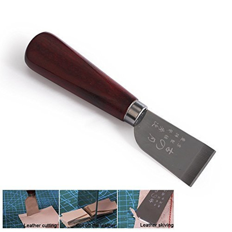 Leather Cutting Knife DIY Tool Leathercraft Wooden Handle Stainless Steel Shovel PGG07