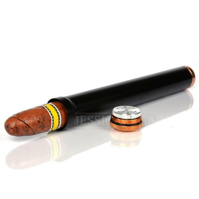 GALINER Metal Stainless Steel Single Cigar Tube Holder Mini Portable Travel Humidor Pocket Cigar Case Box W/ Humidifier
