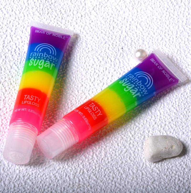 Rainbow Lip Gloss Sugar Tasty Transparent Lipstick Clear Oil Sexy Cute Fruit Lip Balm Makeup Lip Stick Moisturizing Lipgloss