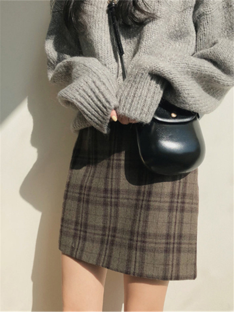 Plus Size Harajuku Mini Skirt New Korean short Skirt Women Zipper High Waist School Girl Plaid short Skirt vintage Autumn Skirt