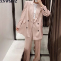 XNWMNZ za 2020 Pink blazer for women summer blazer double breasted jackets ladies formal suit jackets