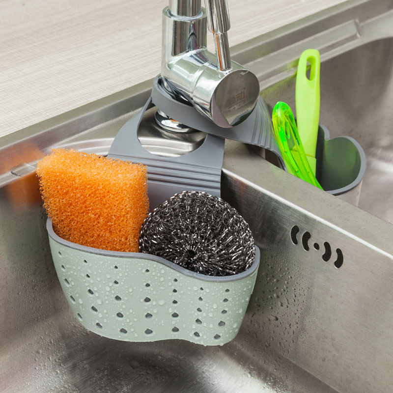 Drain Basket Kitchen Sink Washing Storage Rack Plastic Faucet Hanging Bag Sink Rack Multifunctional Hanging Basket