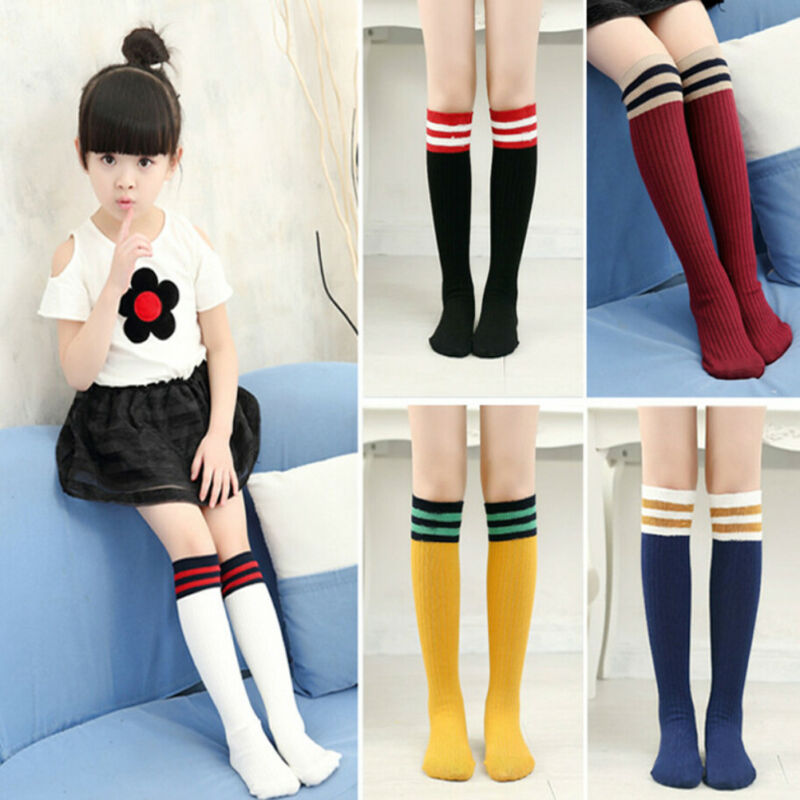 Kids Girls Autumn Long Tube Socks Bright Sweet Candy Color Child Princess Thigh High School Student Over Knee Hosiery