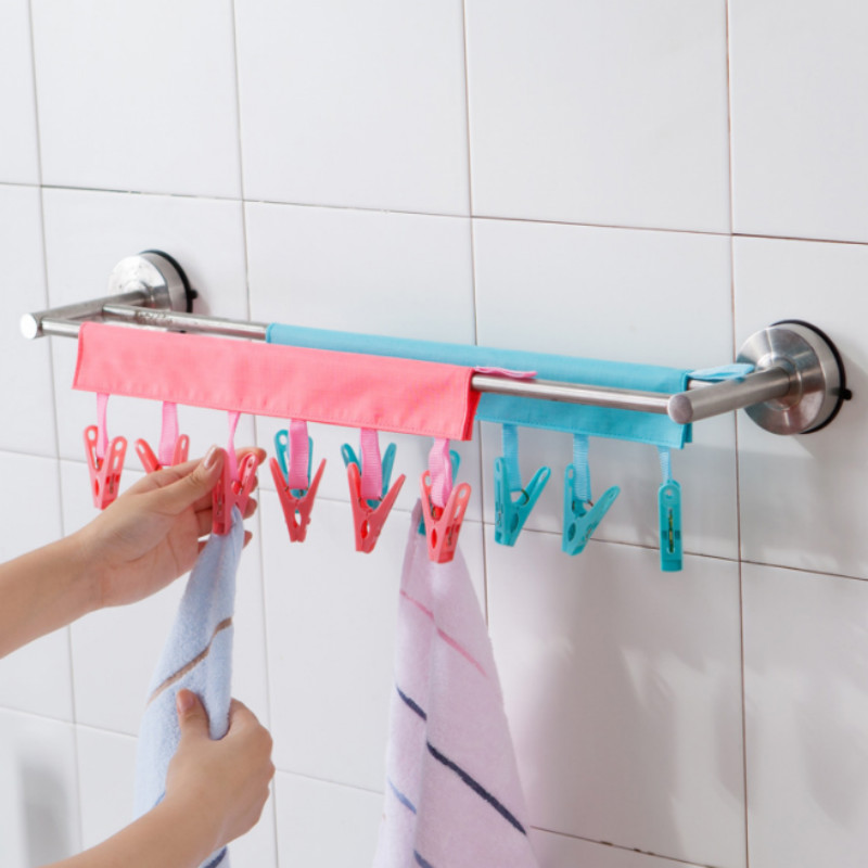 Multifunctional Travel Cloth Hanger Drying Rack Foldable 6 Clip Hanger Towel Socks Hanger Clip Travel Accessories