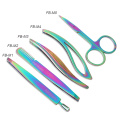 1pcs Rainbow Eyebrow Tweezers Curved Head Scissor Facial Hair Remover Makeup Trimmer Clip Nail Cuticle Manicure Tools BEFBM1-5