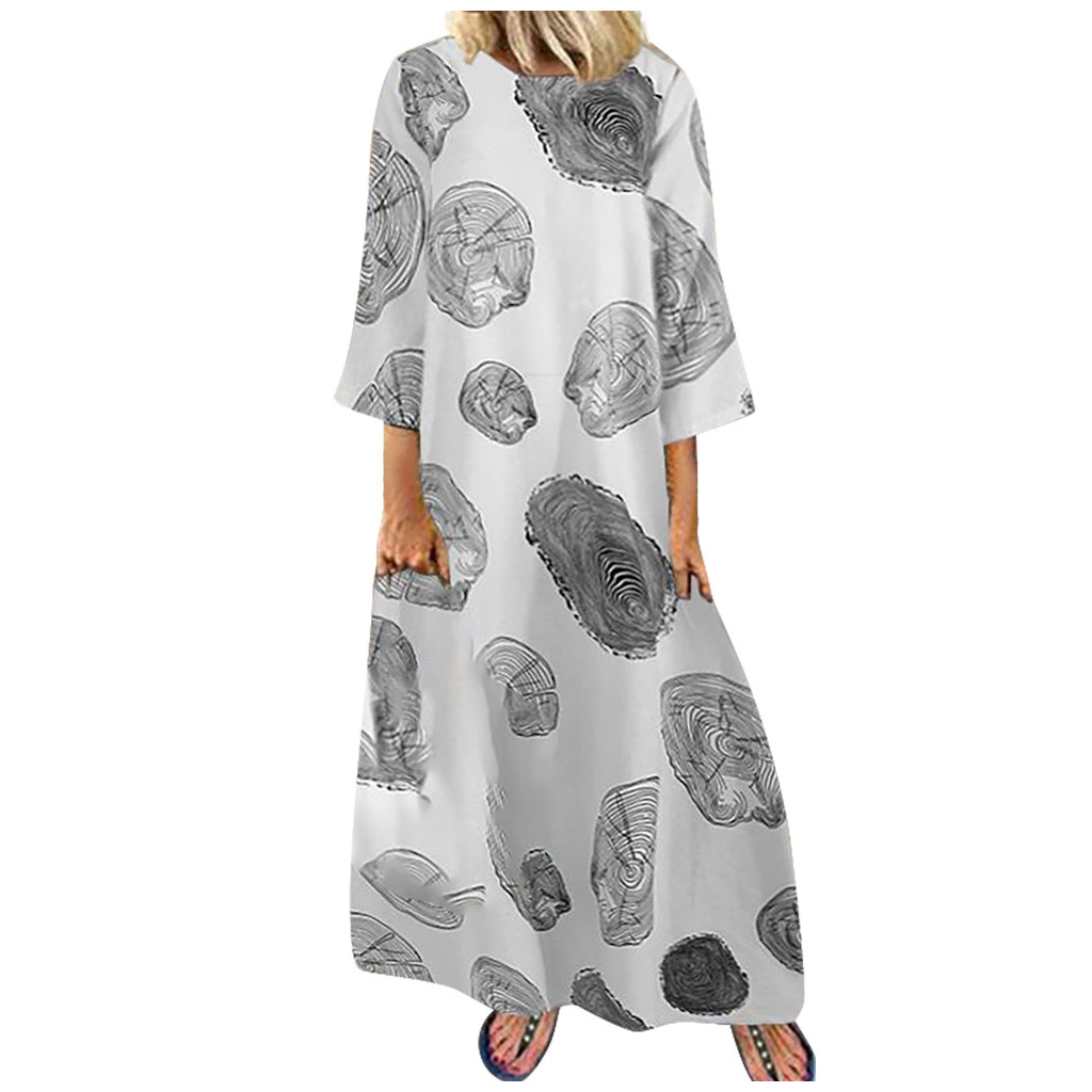 dress Women's Clothing Appliques woman dress Casual Print 3/4 Sleeves O-Neck Daily Loose woman dress summer Women's dress