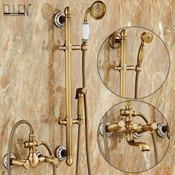Ellen Bath Shower Set with Sliding Bar Wall Mounted Bath Tub Shower Faucets Dual Handle Hot Cold Water Mixer ELM8306L