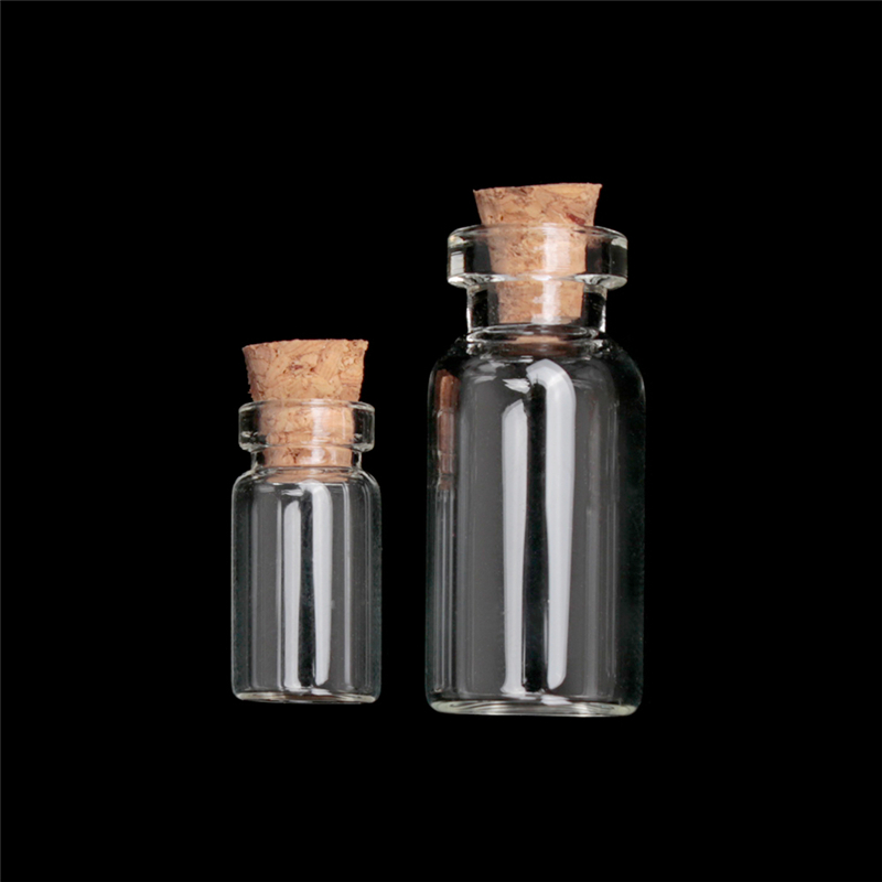 10Pcs 1/3/5/10ml Mini Glass Bottle Small Tiny Clear Cork Stopper Glass Wishing Bottles Transparent Glass Jar Cork Bottle Favors