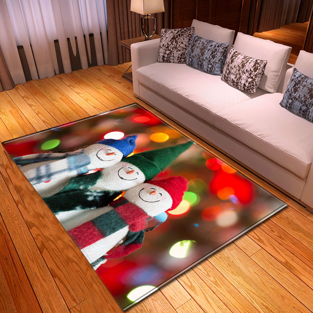 Merry Christmas Living Room Carpet Bedroom Bedside Rug 3D Kids Room Decoration Carpet Home Children Hallway Anti-slip Floor Mat