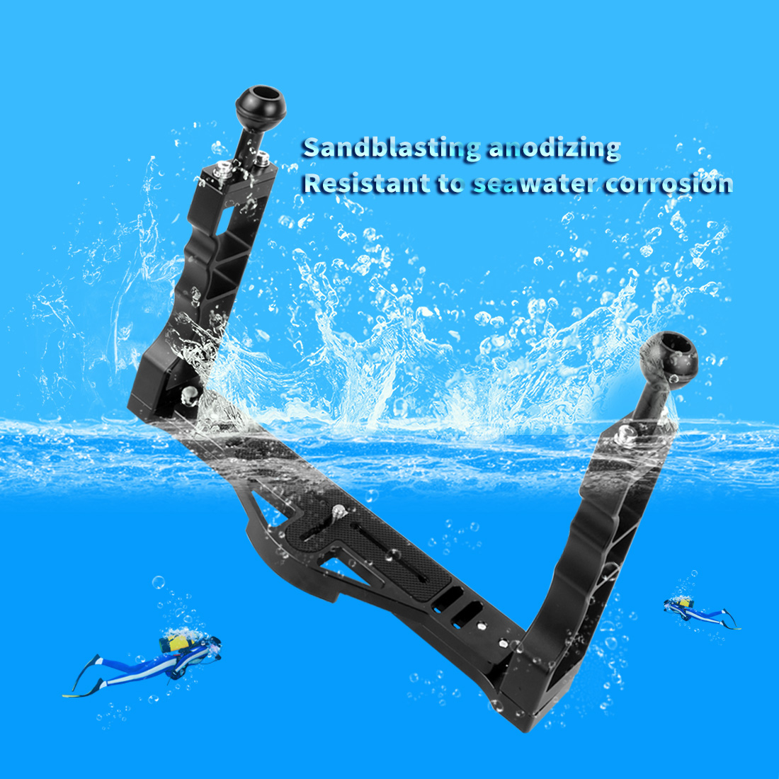 Dual Handle Tray Stabilizer Rig Aluminum for Underwater Camera Housing Case Diving for GoPro DSLR Smartphone Base Mount Bracket