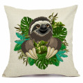 XUNYU Cute Sloth Pattern Linen Pillow Case Home Sofa Square Pillow Cover Animal Cushion Cover 45X45cm BT050