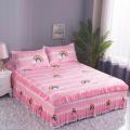 3pcs/set Bedding 1 Bed Sheet + 2 Pillowcase Fashion Autumn Bedding Non-slip Bed Skirt Fitted Mattress Bedroom Purple F0016