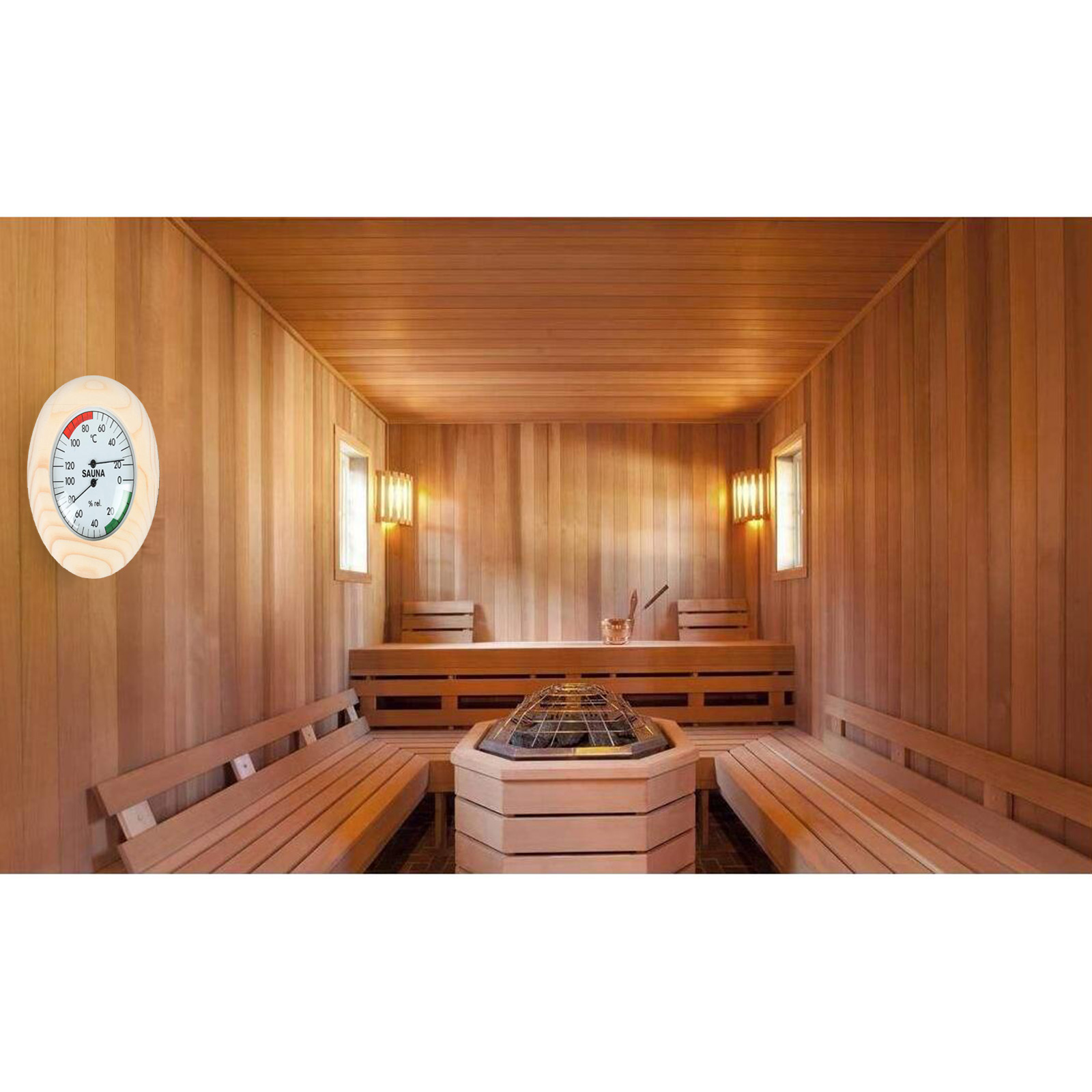 14.5cm Digital Wooden Sauna Thermometer and Hygrometer Sauna Room Accessory