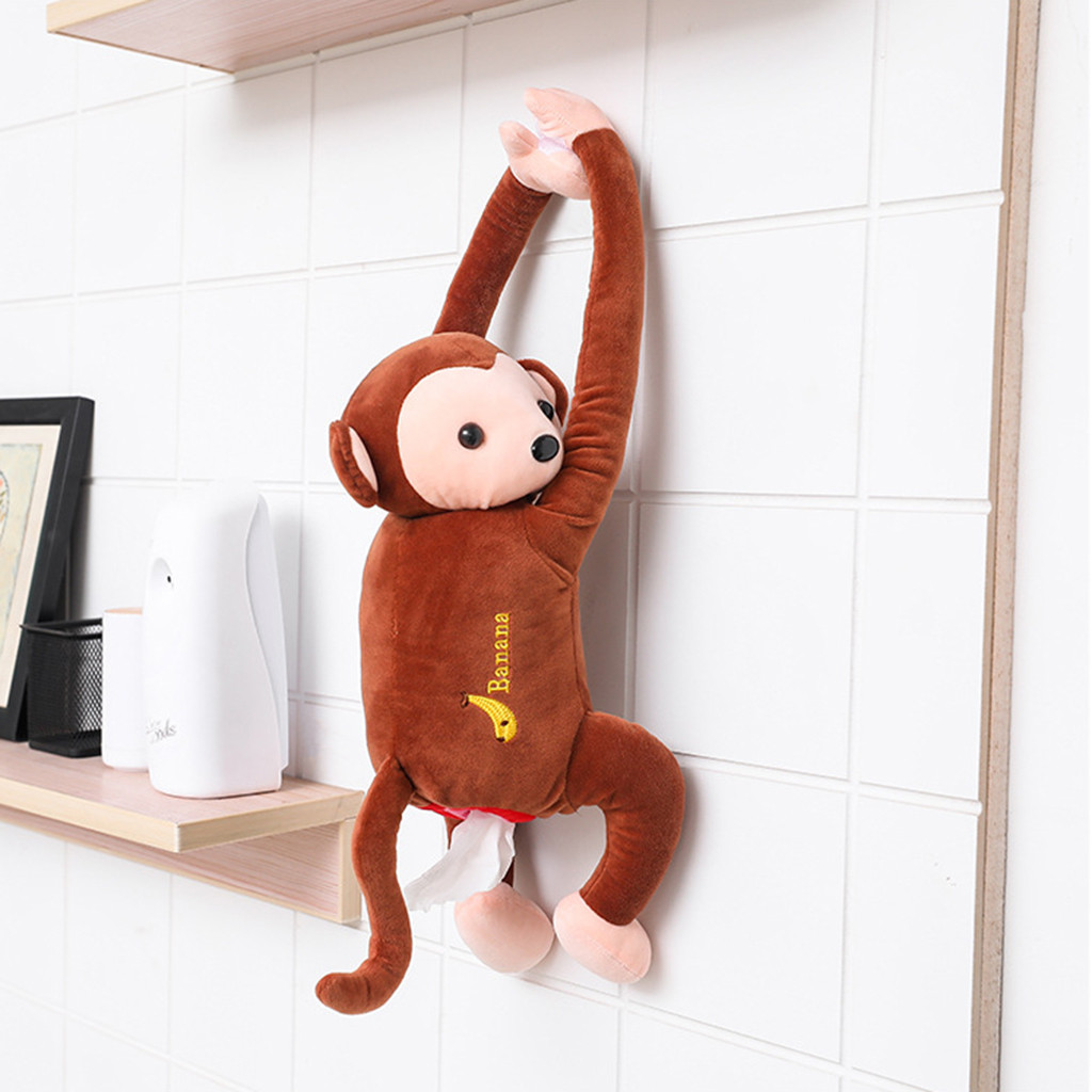 Creative Cartoon Monkey Home Office Car Hanging Paper Napkin Tissue Box Cover Holder Portable Paper Box #BL5