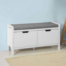 Padded Seat Cushion Storage Shoe Bench with Drawers