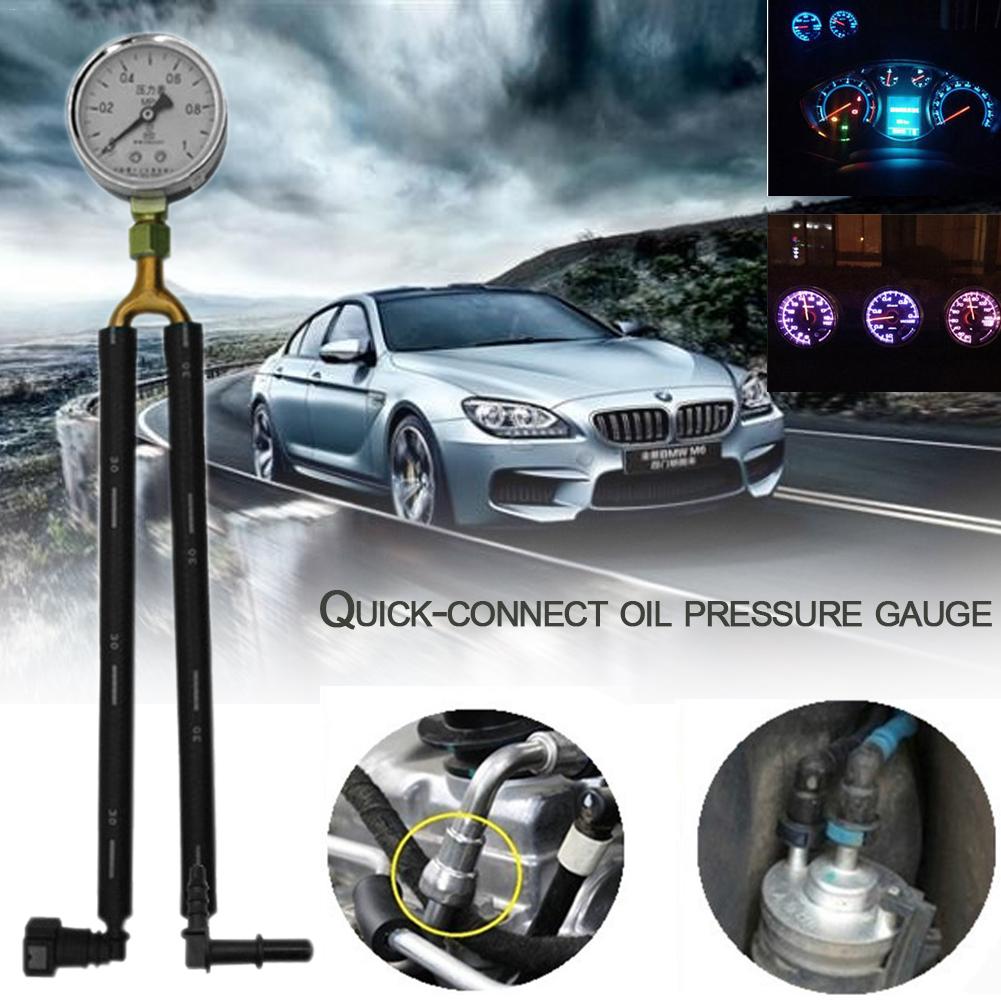 Auto Car Oil Pressure Gauge Fuel Pressure Gauge Test Meter Test Gasoline Pressure Tool Quick-Connect Oil Pressure Gauge