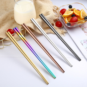 4 Pair Stainless Steel Chopsticks Kitchen Tableware Cutlery Chop Sticks Silver Gold Multicolor Wedding Party Festival Chopsticks