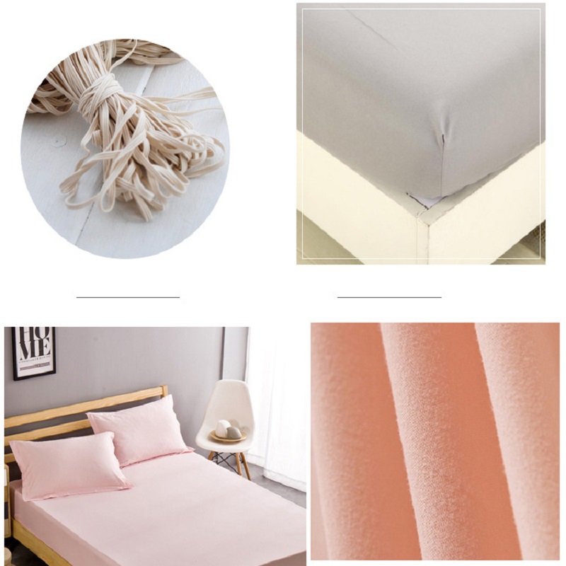 Pure Color Mattress Cover Bed Sheet Sanded Bed Cover Linen Bed Sheet with Elastic Band Queen Bed Linen Household Bedding 180X200