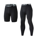 2pcs Men's Leggings High Elastic Compression Pants Jogging Sweatpants Running Training Tights Pants Fitness Sport Shorts Dry Fit