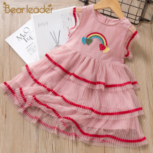 Bear Leader Girls Dress New Summer Kids Girl Fancy Dress Cartoon Rainbow Cute Clothes Party Dresses Holdiay Children Clothing