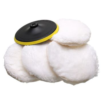 5Pcs Polisher/Buffer kit Soft Wool Bonnet Pad White:4 inch