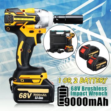 68V 9000mAh 520N.m Cordless Lithium-Ion battery Electric Impact Wrench Cordless Brushless with Rechargeable Battery AC 100-240V