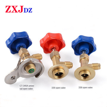 Air conditioning liquid filling safety valve R12 R22 R134a R600a opening valve Freon refrigerant bottle opener CT338 339