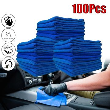 OLOMM 100 PCS Blue Microfiber Car Wipers Cleaning Cloth Car Towel No-Scratch Rag Polishing Detailing Towel