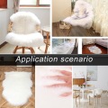 Soft Chair Cover Plain Skin Fur Soft Sheepskin Warm Hairy Carpet Seat Pad Plain Fluffy Rugs Washable Bedroom Faux Mat Home