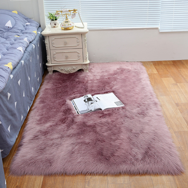 Fluffy Artificial Wool Bedside Mat Bay Window Seat Pad Luxury Floor Rug Carpet for Sofa Side Washable Bedroom Carpet 7 Sizes