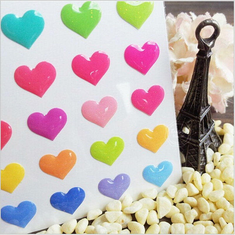 Romantic 3D Cocktail Heart design jelly Style Epoxy Sticker/DIY Multifunction Deco stickers Office School Supplies G028