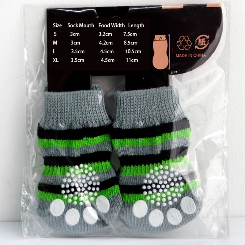 4Pcs Fashion Puppy Dog Shoes Soft Pet Knits Socks Cute Cartoon Anti Slip Skid Socks For Small Dogs Breathable Pet Products