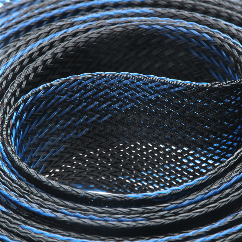 10M Cables Wire Gland Protection Black+Blue Insulation Braided Sleeving Tight Expandable Cable Sleeve 2/4/6/8/10/12/15/20/25mm