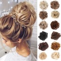 1 piece Heat Resistant Synthetic Hair Elastic Chignon Hairpiece Curly Bun Mix Gray Blond Natural Chignon Hair Extension #277409