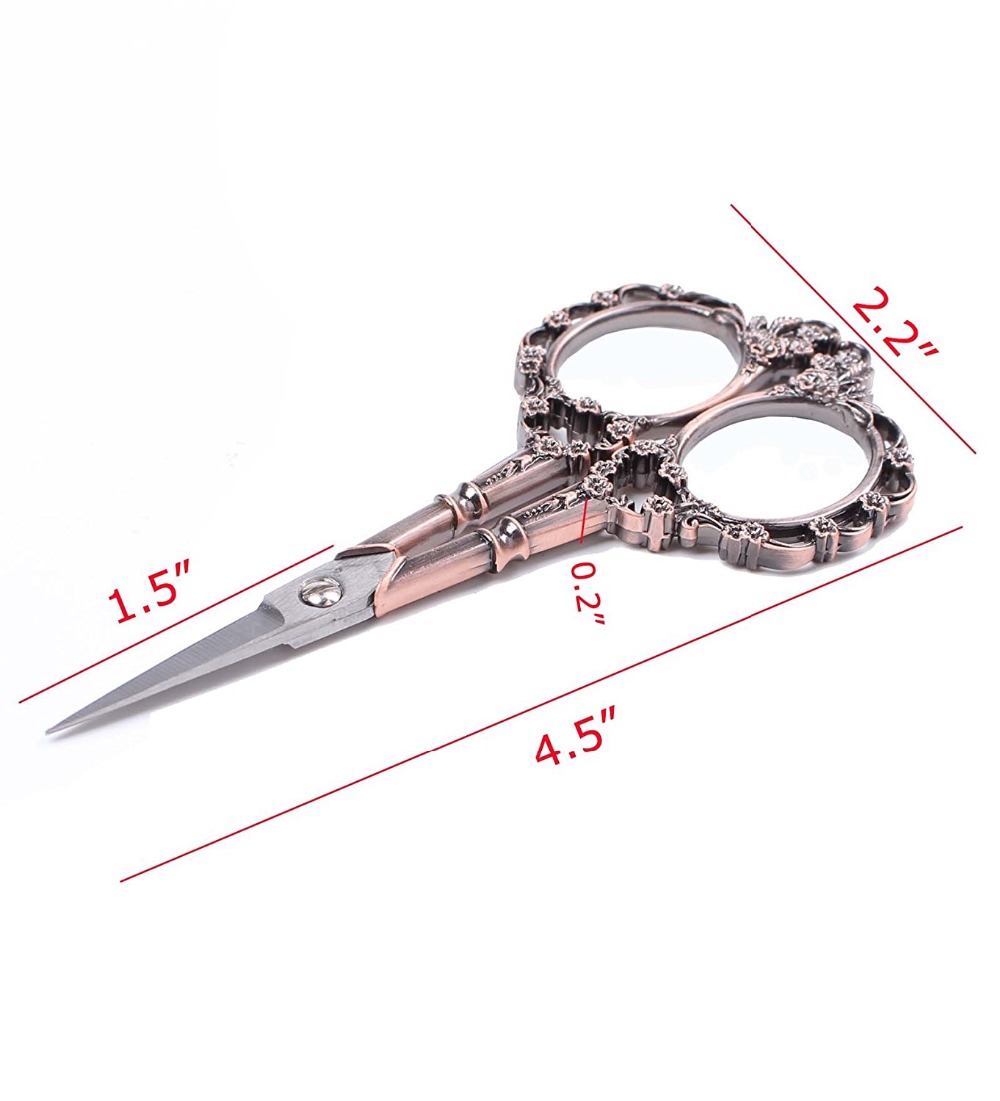 Stainless Steel European Floral Retro Sewing Vintage Scissors Short Cutter Durable Tailor Scissors Fabric handicraft Scissors