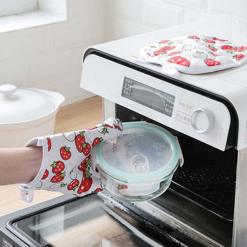 Kitchen Supplies Hot Insulation 1PC Thick Cotton Oven Mitts High-temperature Cute High Quality Popular Microwave Oven Gloves