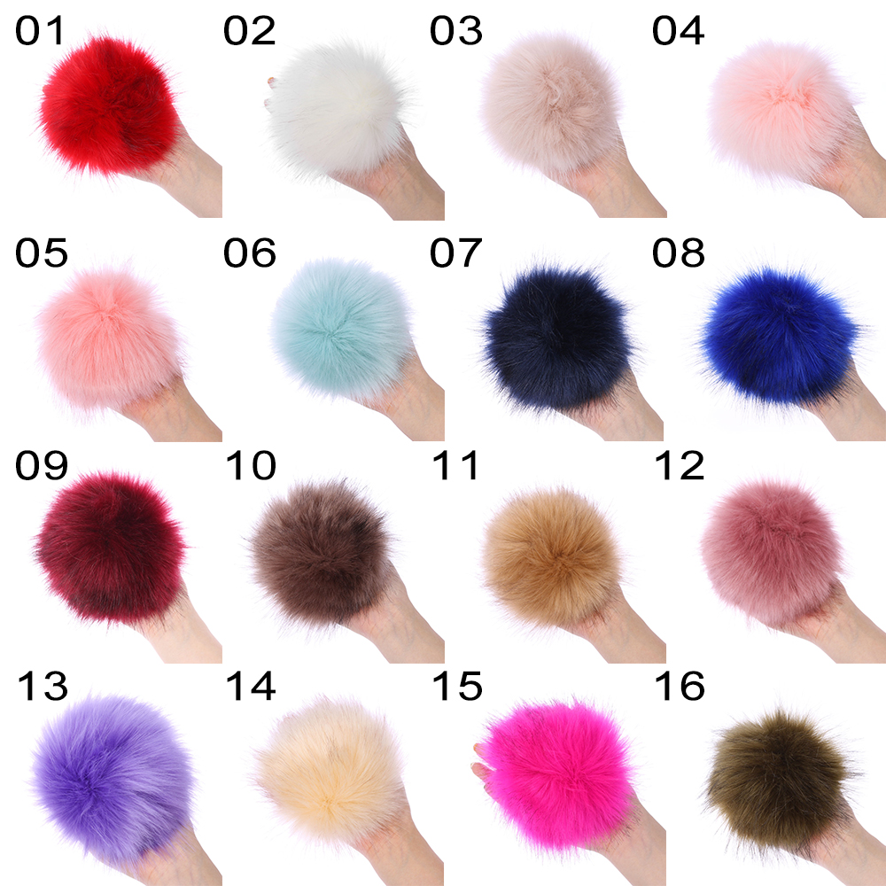 15cm Foxes Fur Pompom For Women Hat Fur Pom Poms for Hats Caps Big Natural Raccoon Fur Pompon for Knitted Hat Cap